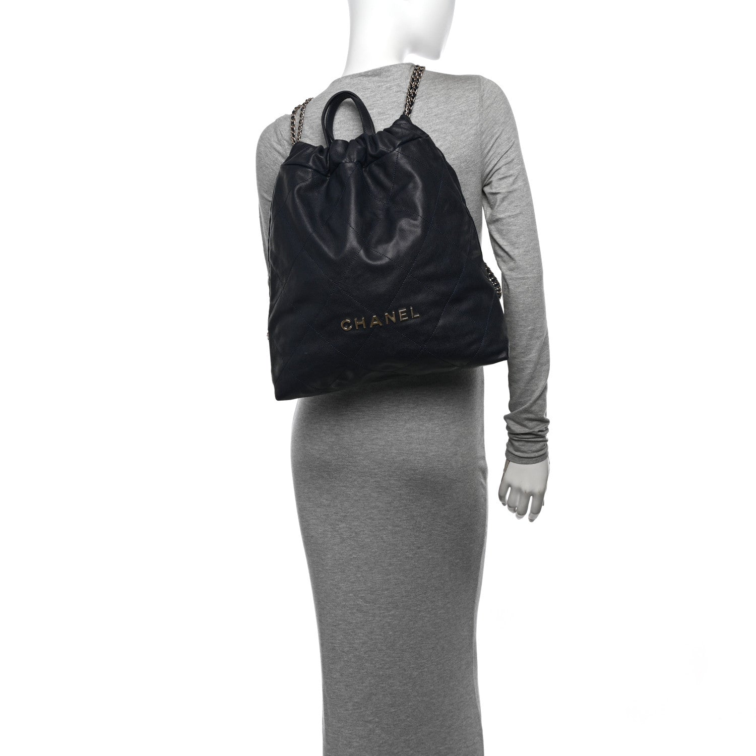 Chanel Shiny Caviar Quilted Chanel 22 Backpack Dark Blue 2 of 11