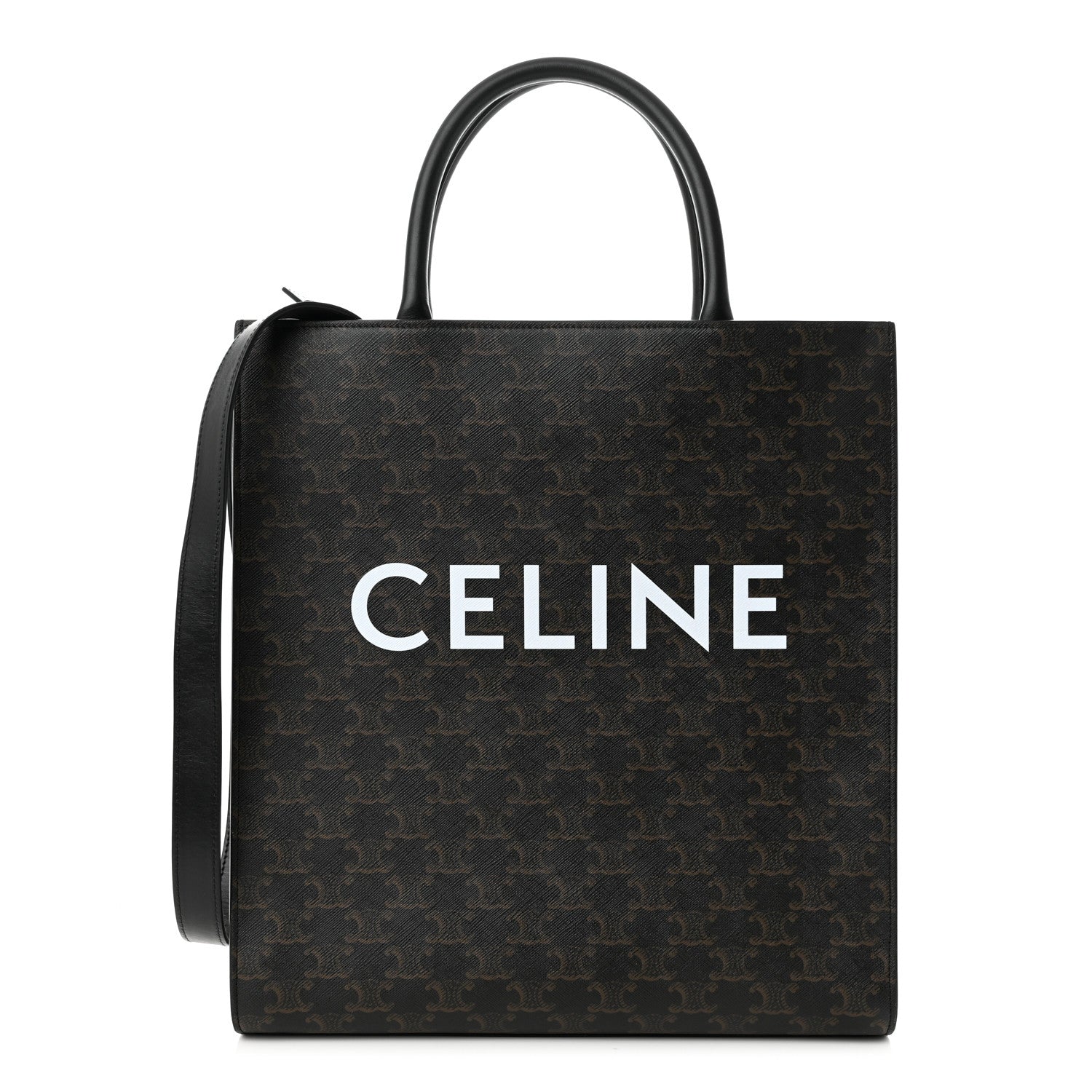 Celine Triomphe Canvas Calfskin Medium Vertical Cabas Black 1 of 8