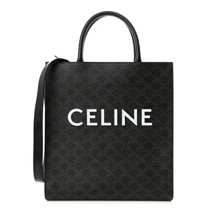 Celine Triomphe Canvas Calfskin Medium Vertical Cabas Black 1 of 8