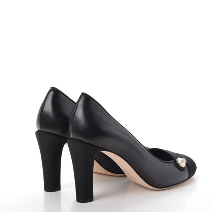 Chanel Lambskin Grosgrain Cap Toe Pearl Pumps 36.5 Black 4 of 9