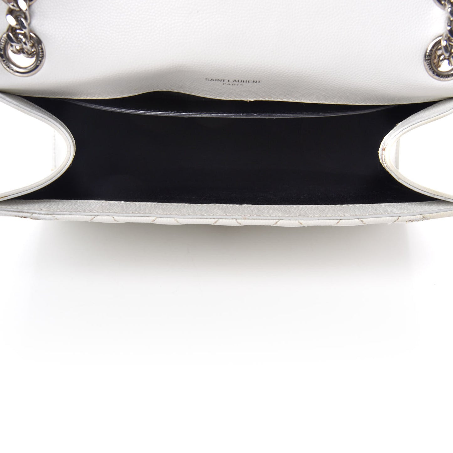 Grain De Poudre Textured Mixed Matelasse Medium Triquilt Monogram Satchel Blanc Vintage