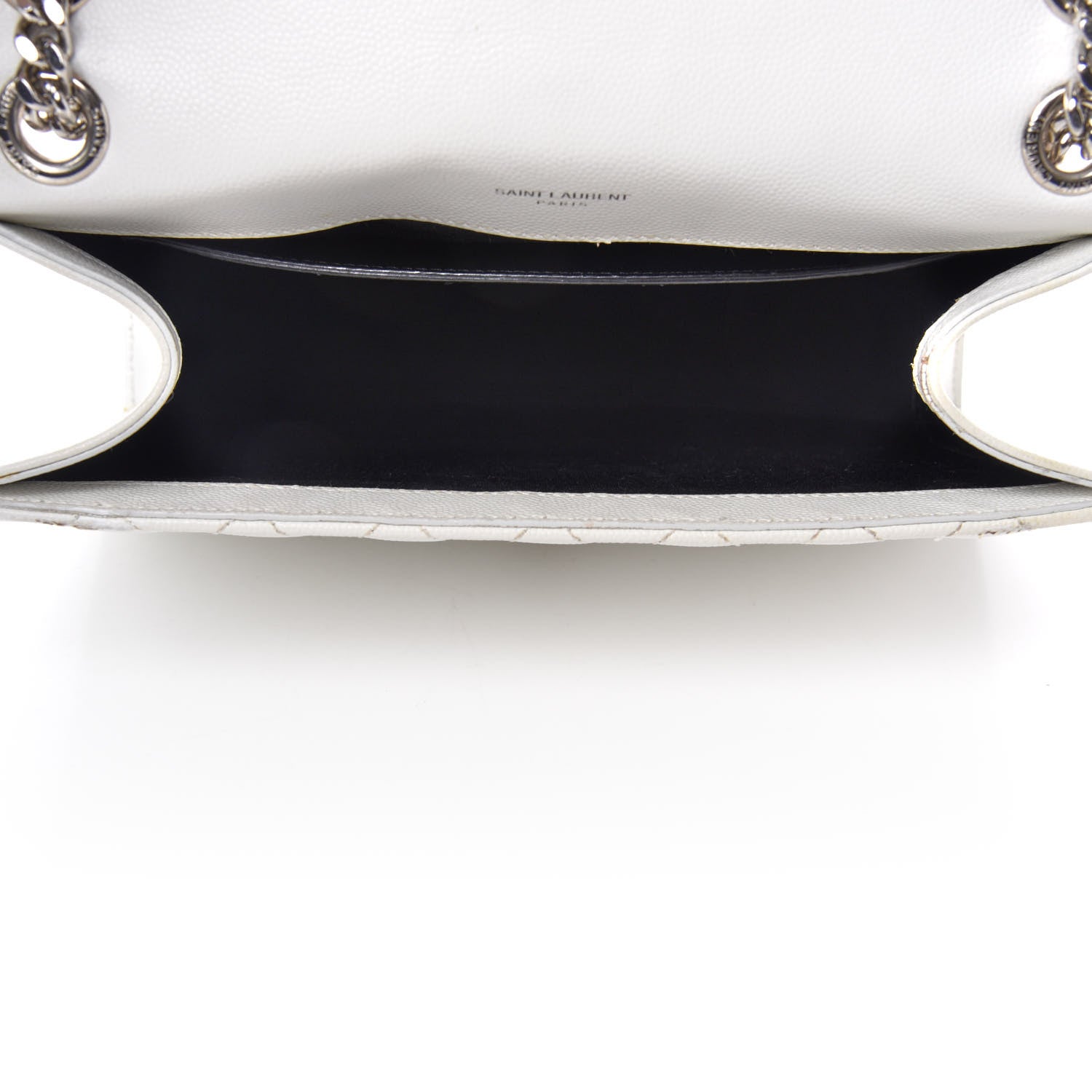 Saint Laurent Grain De Poudre Textured Mixed Matelasse Medium Triquilt Monogram Satchel Blanc Vintage 6 of 15