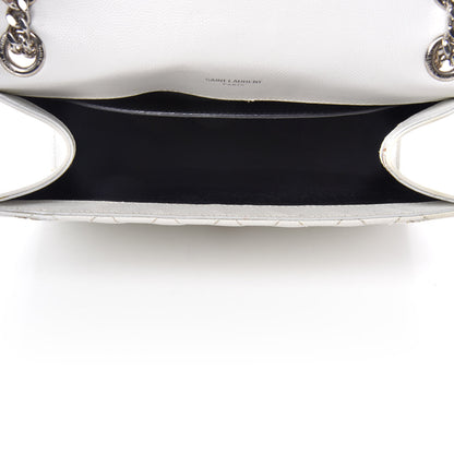 Saint Laurent Grain De Poudre Textured Mixed Matelasse Medium Triquilt Monogram Satchel Blanc Vintage 6 of 15