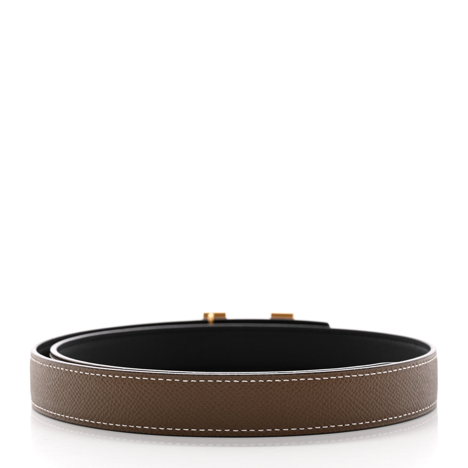 Hermes Swift Epsom 24mm Mini Constance H Belt 80/32 Black Etoupe 2 of 6