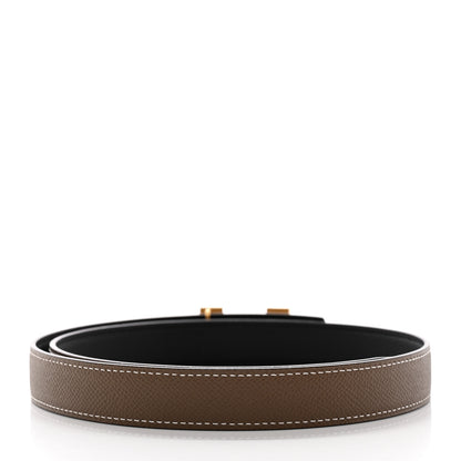Hermes Swift Epsom 24mm Mini Constance H Belt 80/32 Black Etoupe 2 of 6