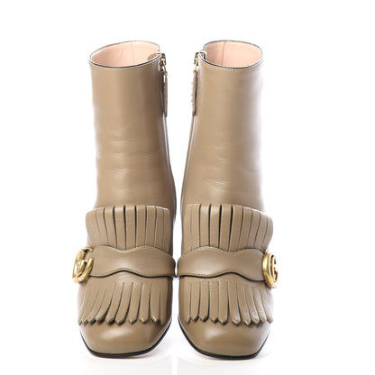 Gucci Malaga Kid GG Marmont Fringe 75mm Ankle Boots 37.5 Mud 6 of 11