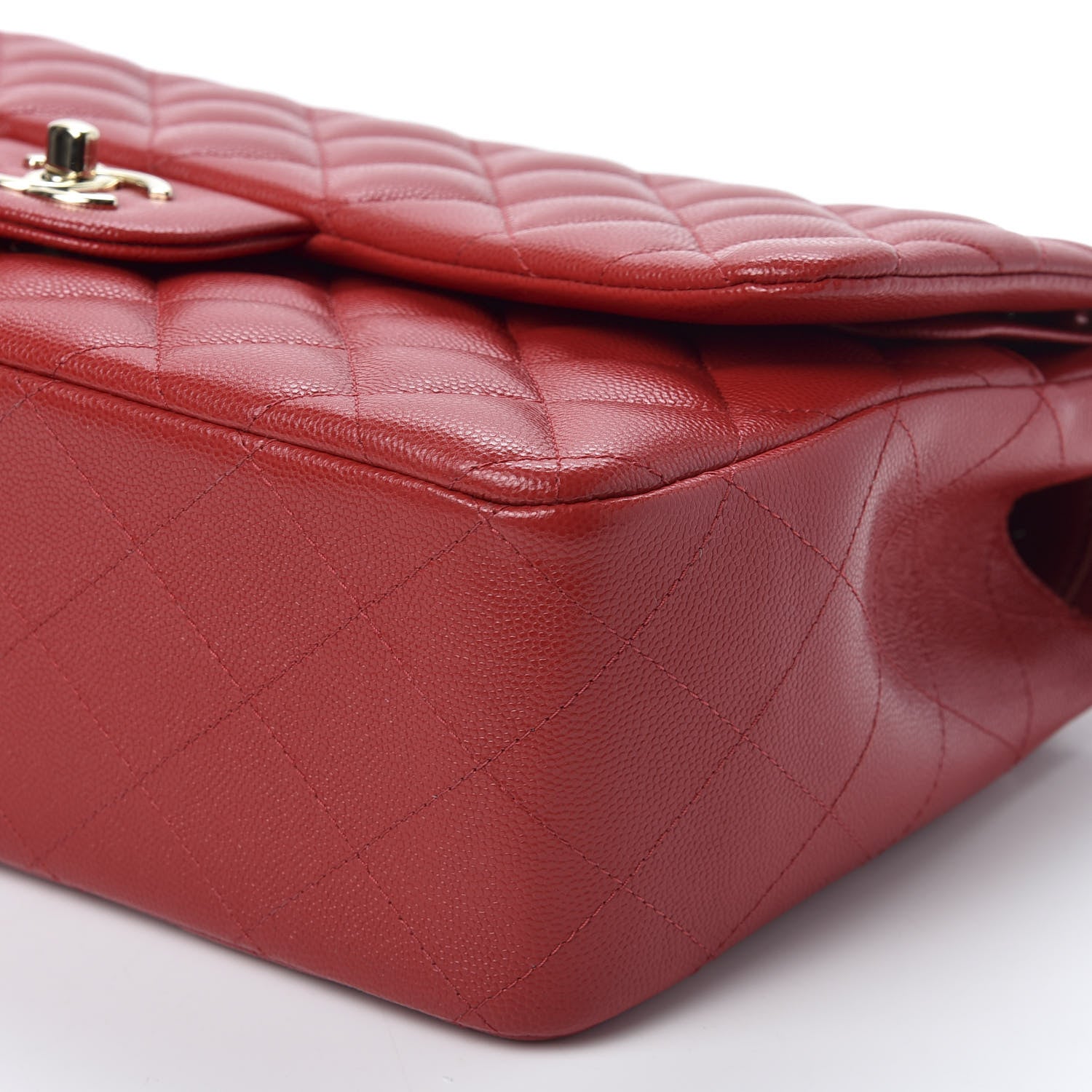 Chanel Caviar Quilted Jumbo Double Flap Red 6 of 9