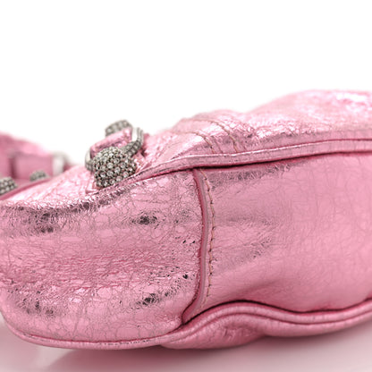 Balenciaga Metallic Agneau Arena Crystal Le Cagole Shoulder Bag XS Met Pink 10 of 11