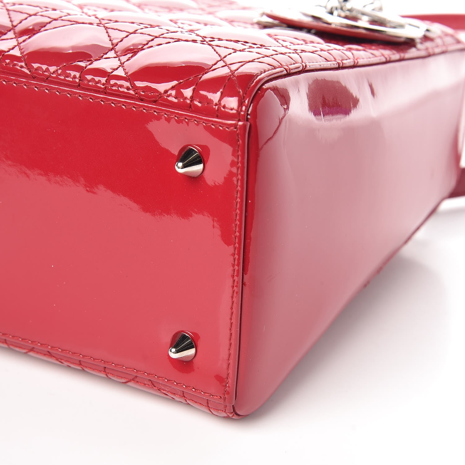 Christian Dior Patent Cannage Medium Lady Dior Red 9 of 11