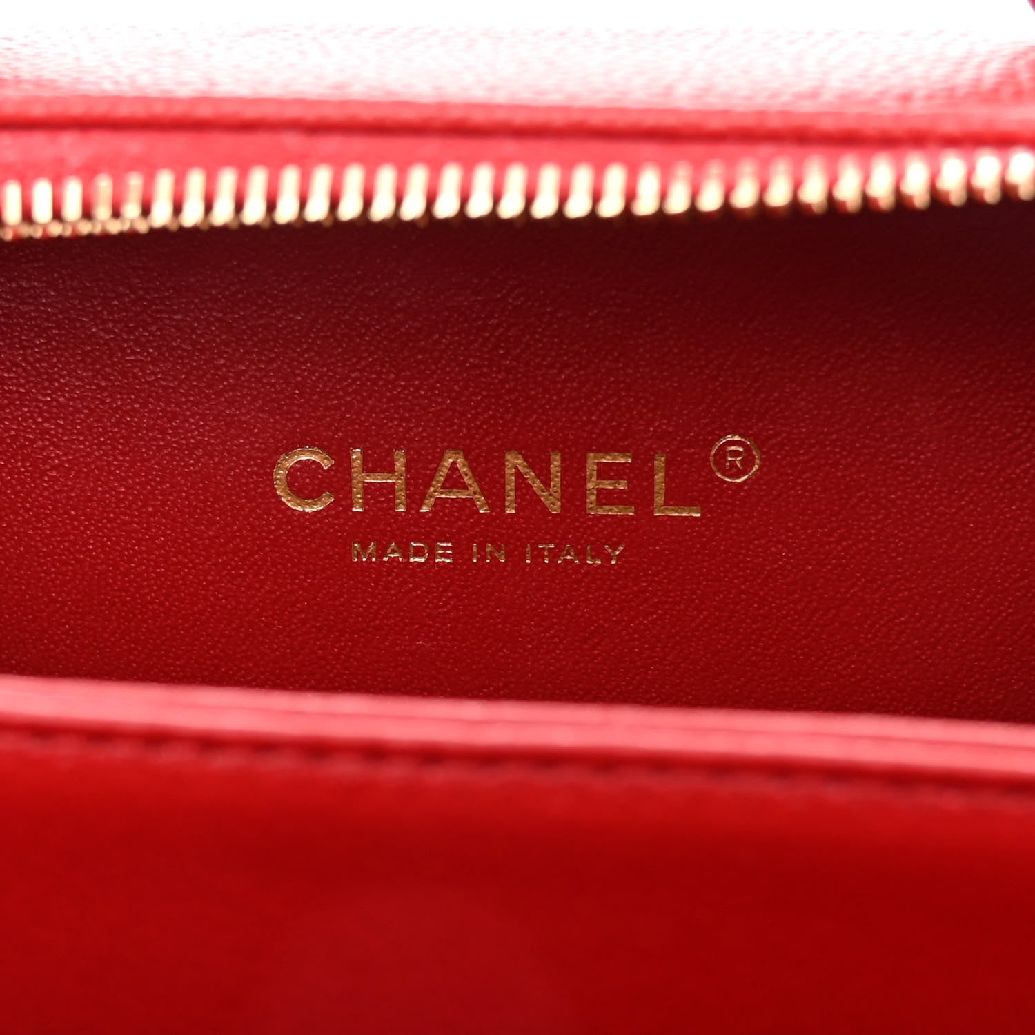 Chanel Caviar Quilted Small CC Filigree Vanity Case Red 6 of 10
