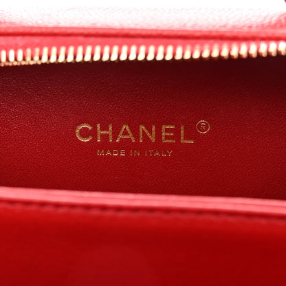 Chanel Caviar Quilted Small CC Filigree Vanity Case Red 6 of 10