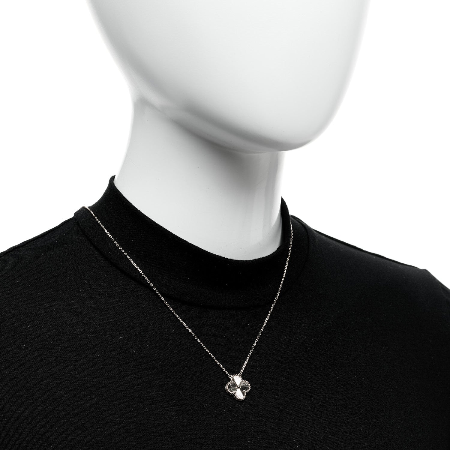 Van Cleef & Arpels 18K Yellow Gold Guilloche Vintage Alhambra Pendant Necklace 2 of 6