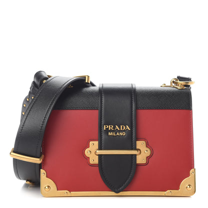 Prada City Calfskin Saffiano Cahier Bag Fuoco Black 1 of 8