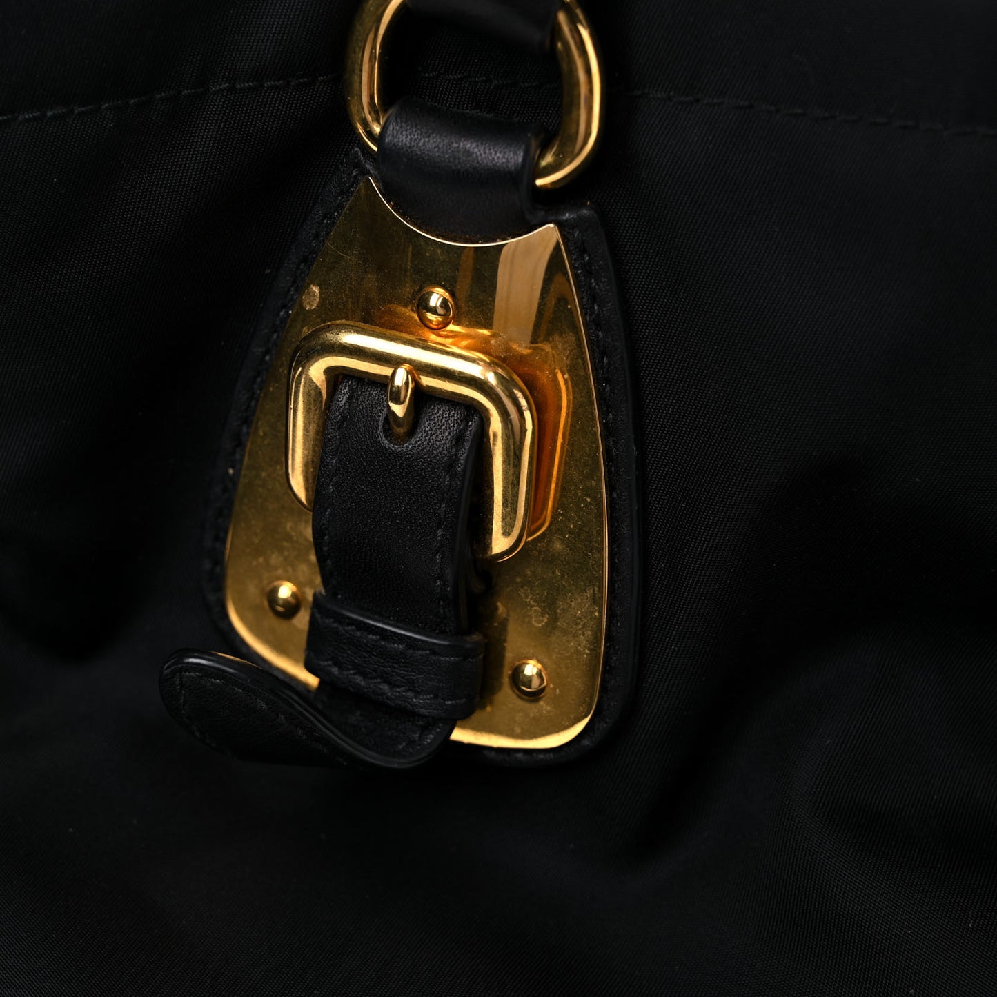 Tessuto Nylon Soft Calfskin Shopping Satchel Black