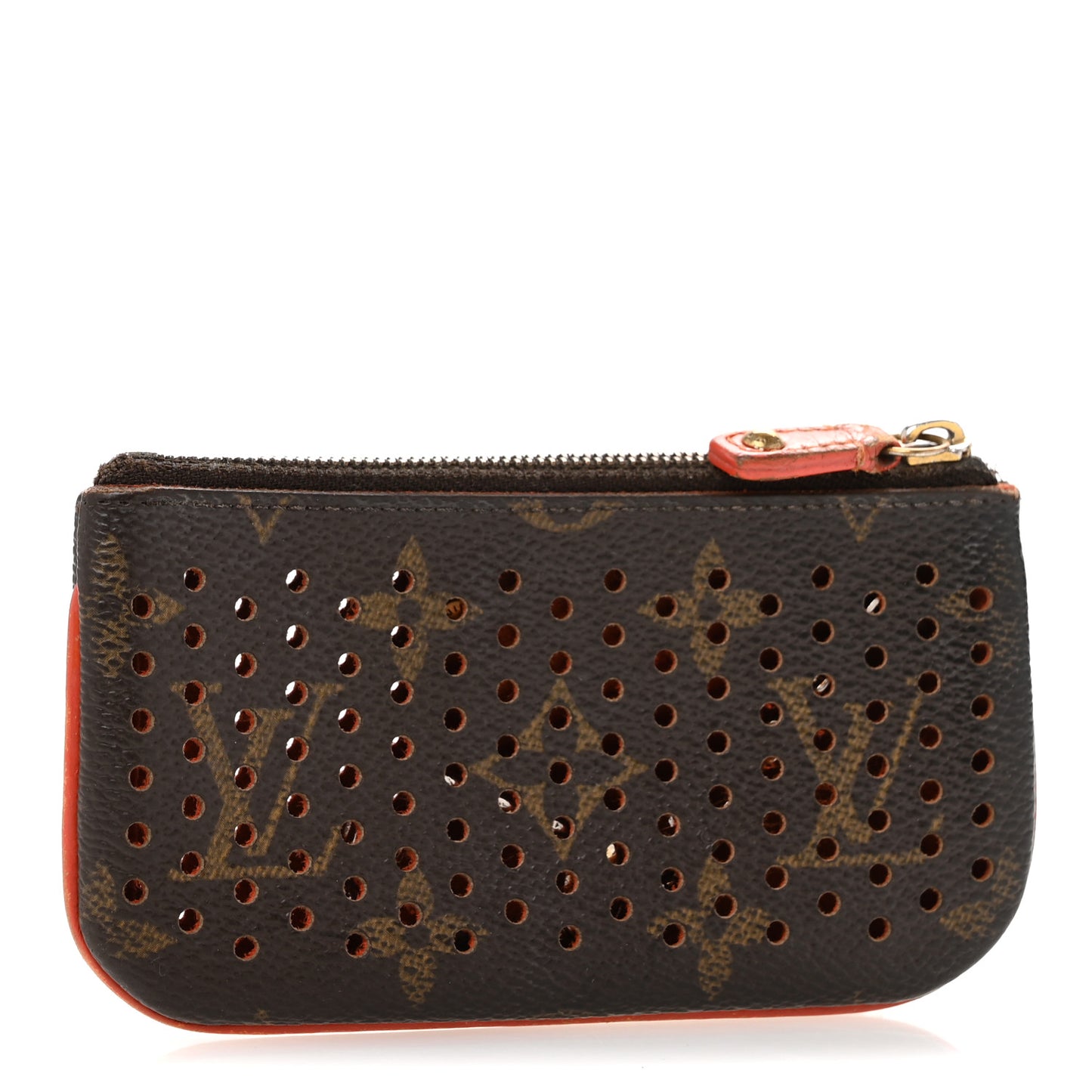 Monogram Perforated Key Pouch Orange