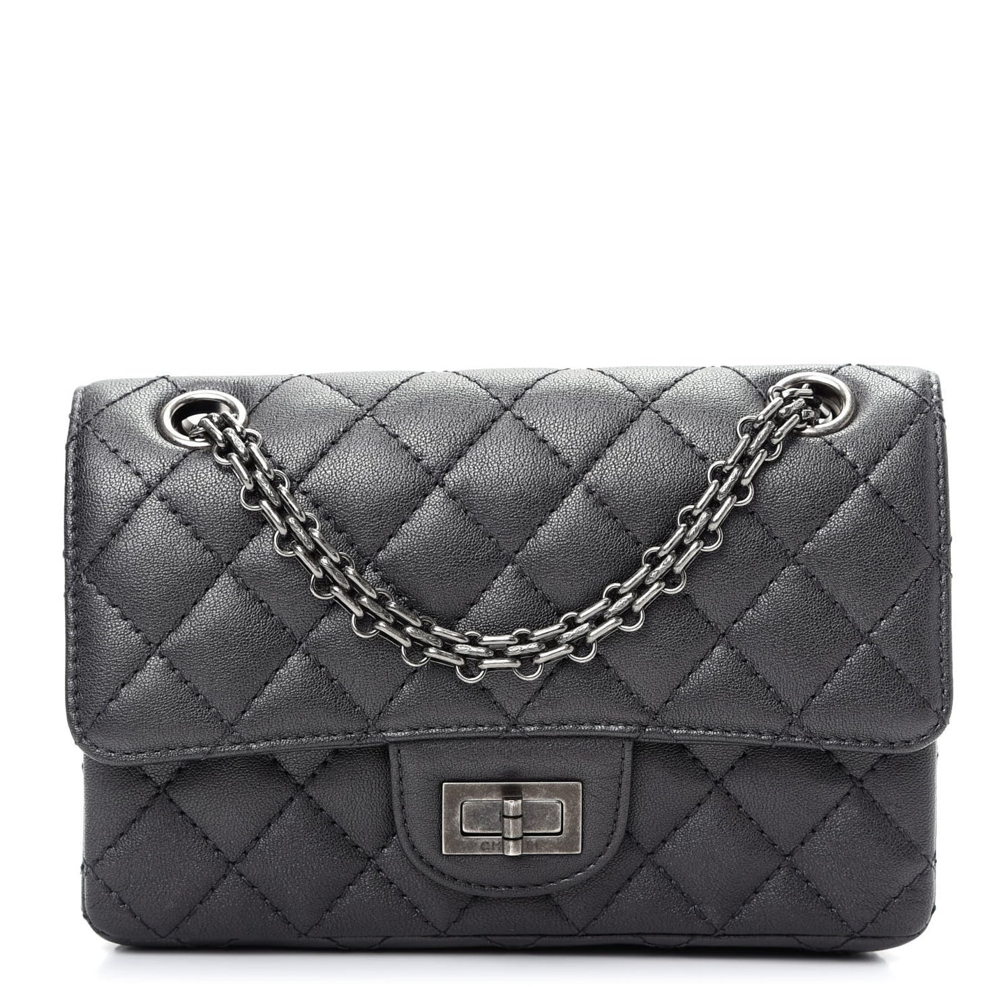 Sheepskin Quilted 2.55 Reissue Mini Flap Dark Grey