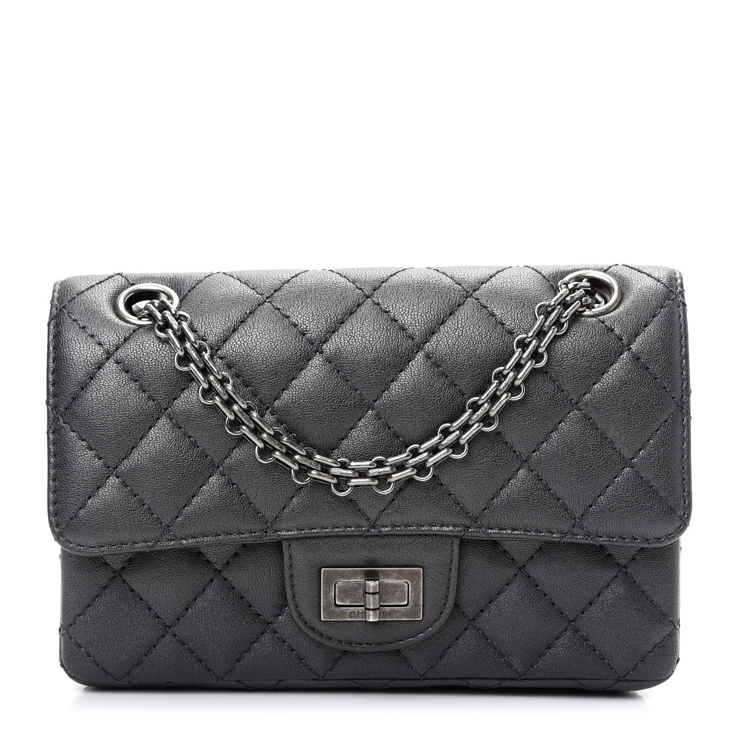 Chanel Sheepskin Quilted 2.55 Reissue Mini Flap Dark Grey 1 of 9