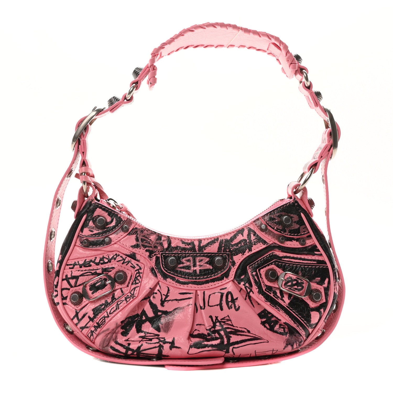 Balenciaga Agneau Arena Graffiti Le Cagole Shoulder Bag XS Sweet Pink 1 of 12