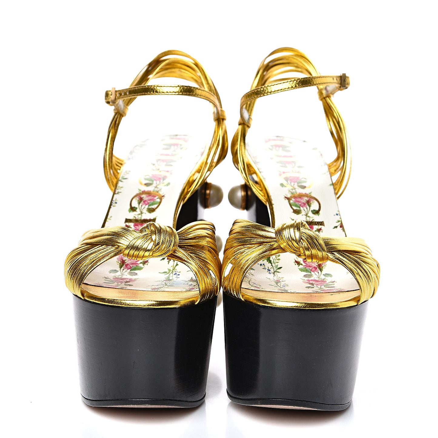 Malaga Kid Pearl Knot Platform Sandals 37 Black Gold