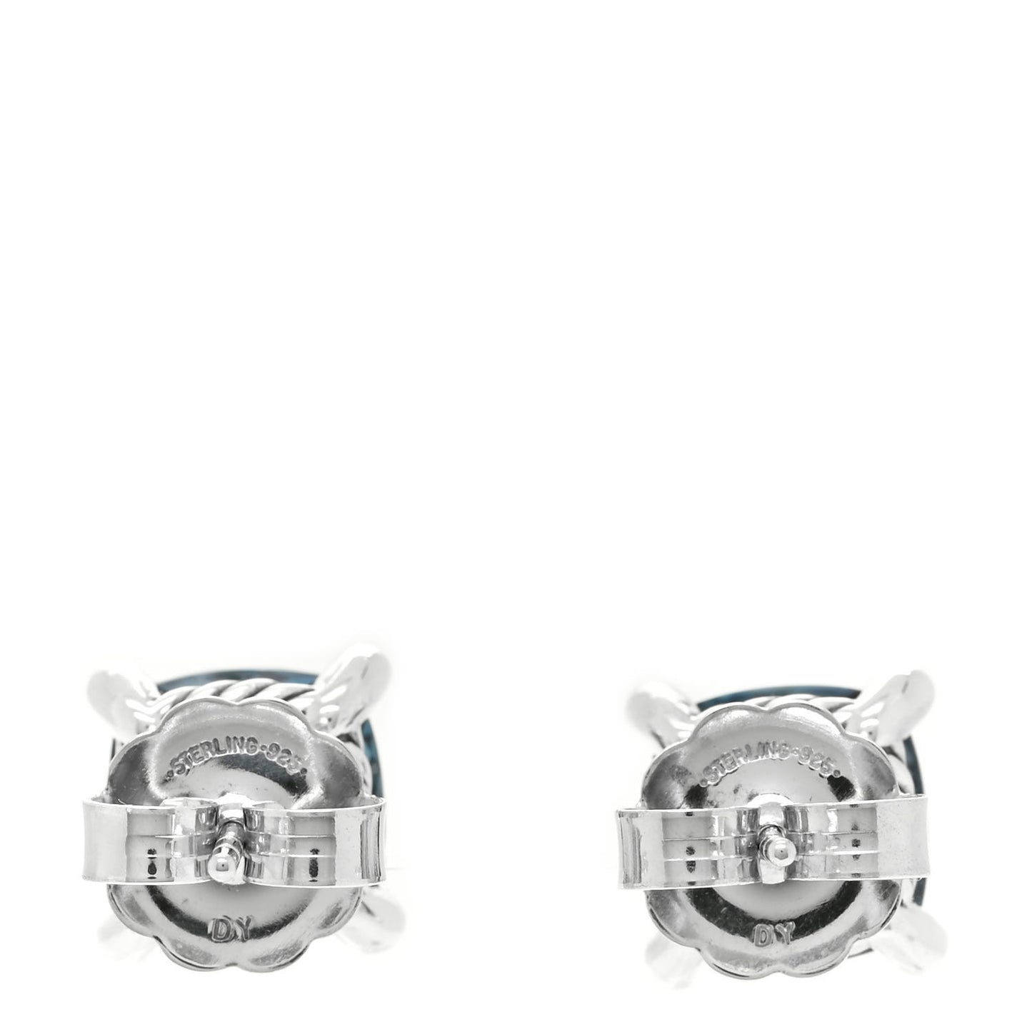Sterling Silver Diamond Hampton Blue Topaz 9mm Chatelaine Earrings