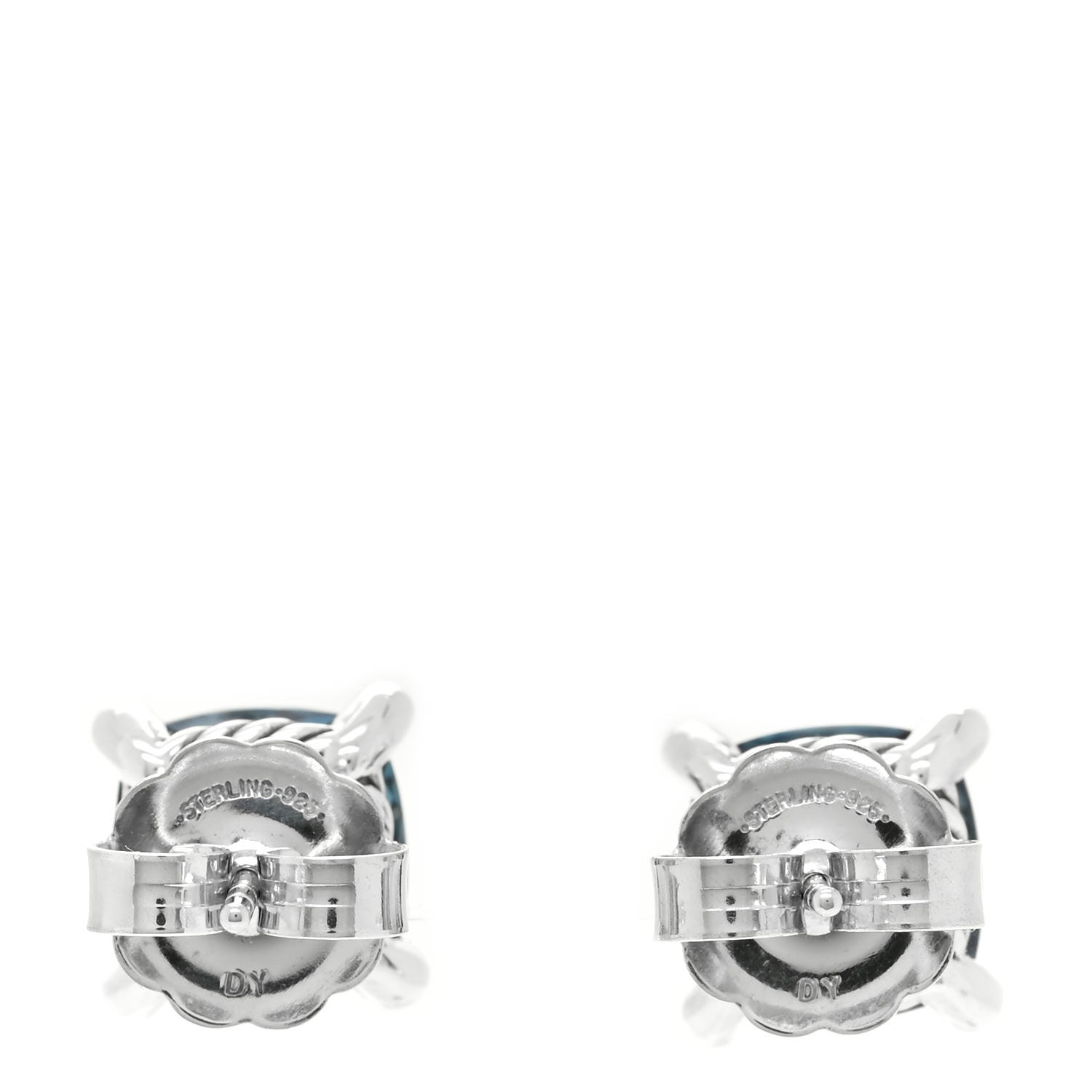 David Yurman Sterling Silver Diamond Hampton Blue Topaz 9mm Chatelaine Earrings 3 of 5