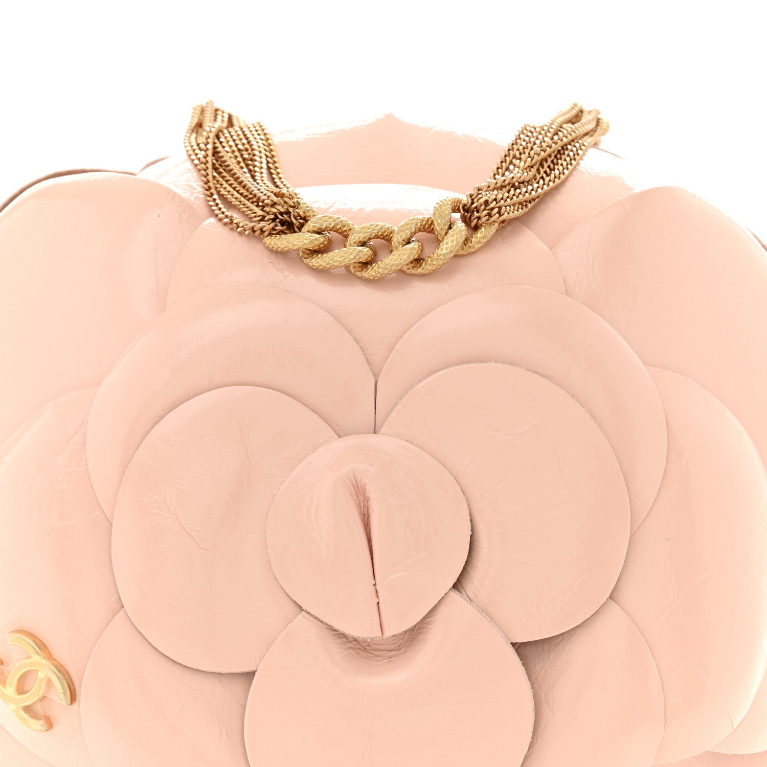 Chanel Patent Lambskin Camellia Bouquet Clutch With Chain Light Pink 8 of 11