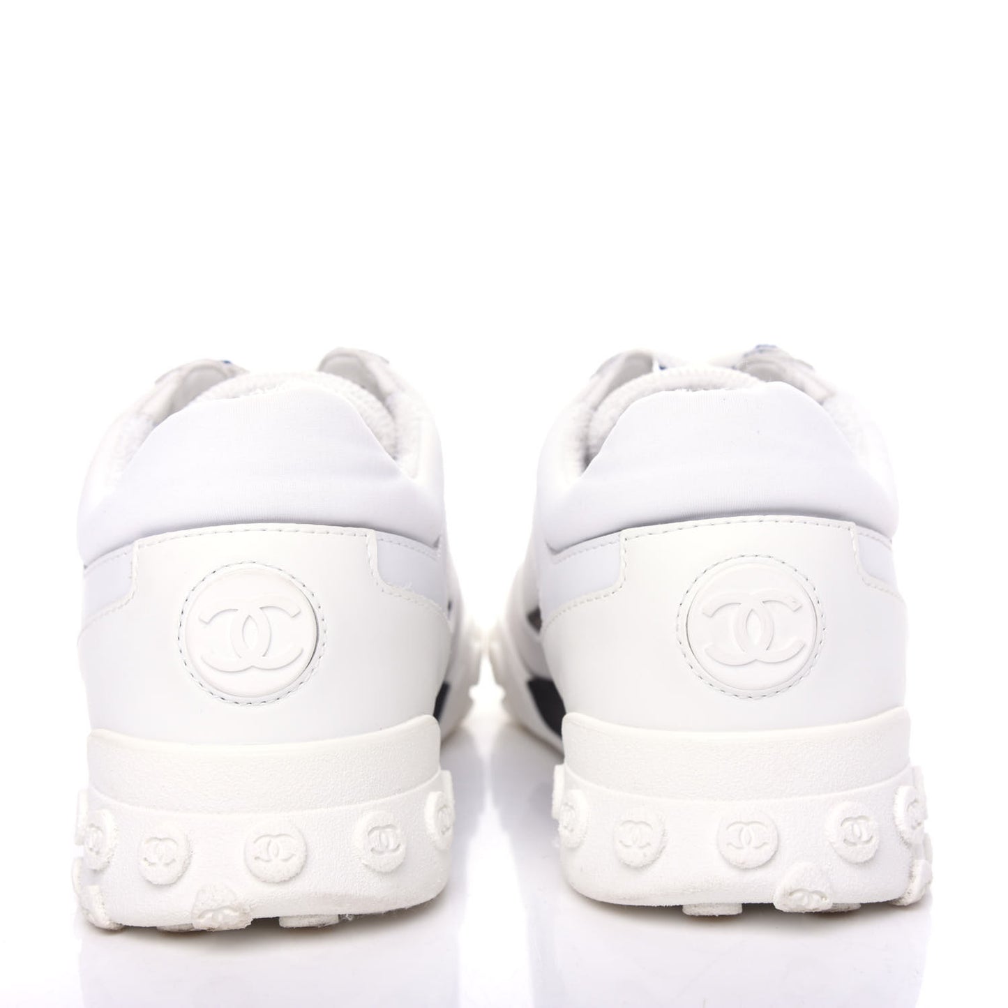 Calfskin Mesh Lycra Womens Logo Sneakers 38.5 White