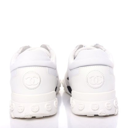 Chanel Calfskin Mesh Lycra Womens Logo Sneakers 38.5 White 7 of 11