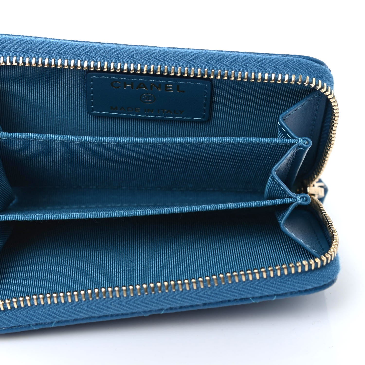 Chanel Caviar Quilted Zip Coin Purse Blue 4 of 4