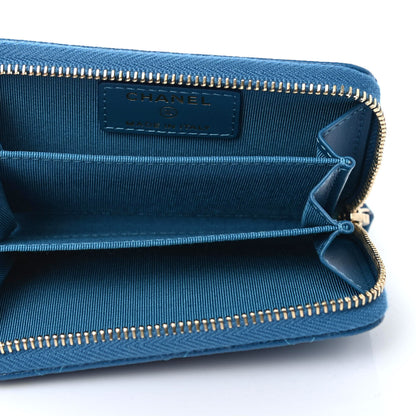 Chanel Caviar Quilted Zip Coin Purse Blue 4 of 4