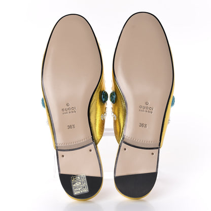 Gucci Metallic Nappa Crystal Womens Princetown Slippers 36.5 Gold 5 of 9