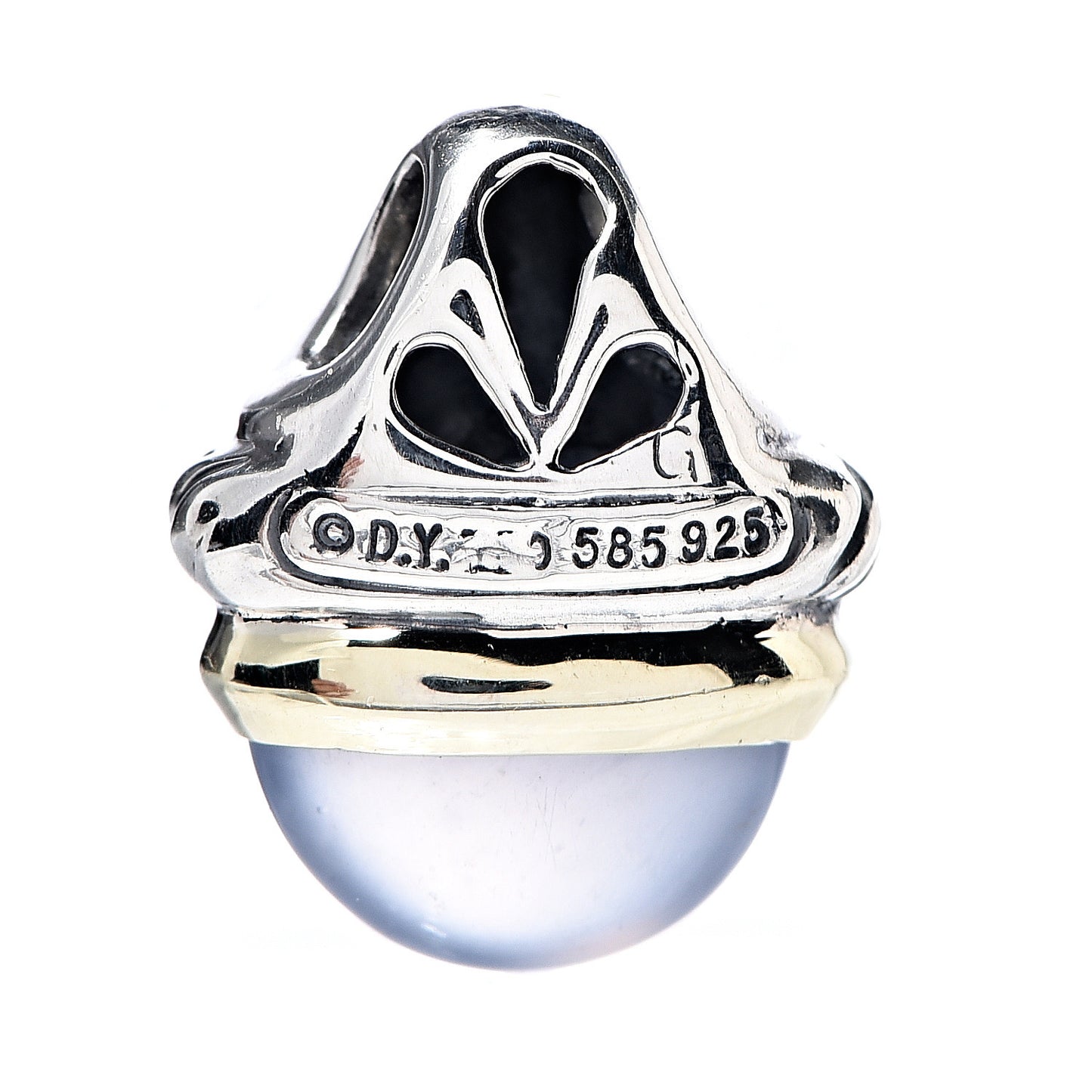 Sterling Silver 14K Yellow Gold Chalcedony Acorn Pendant