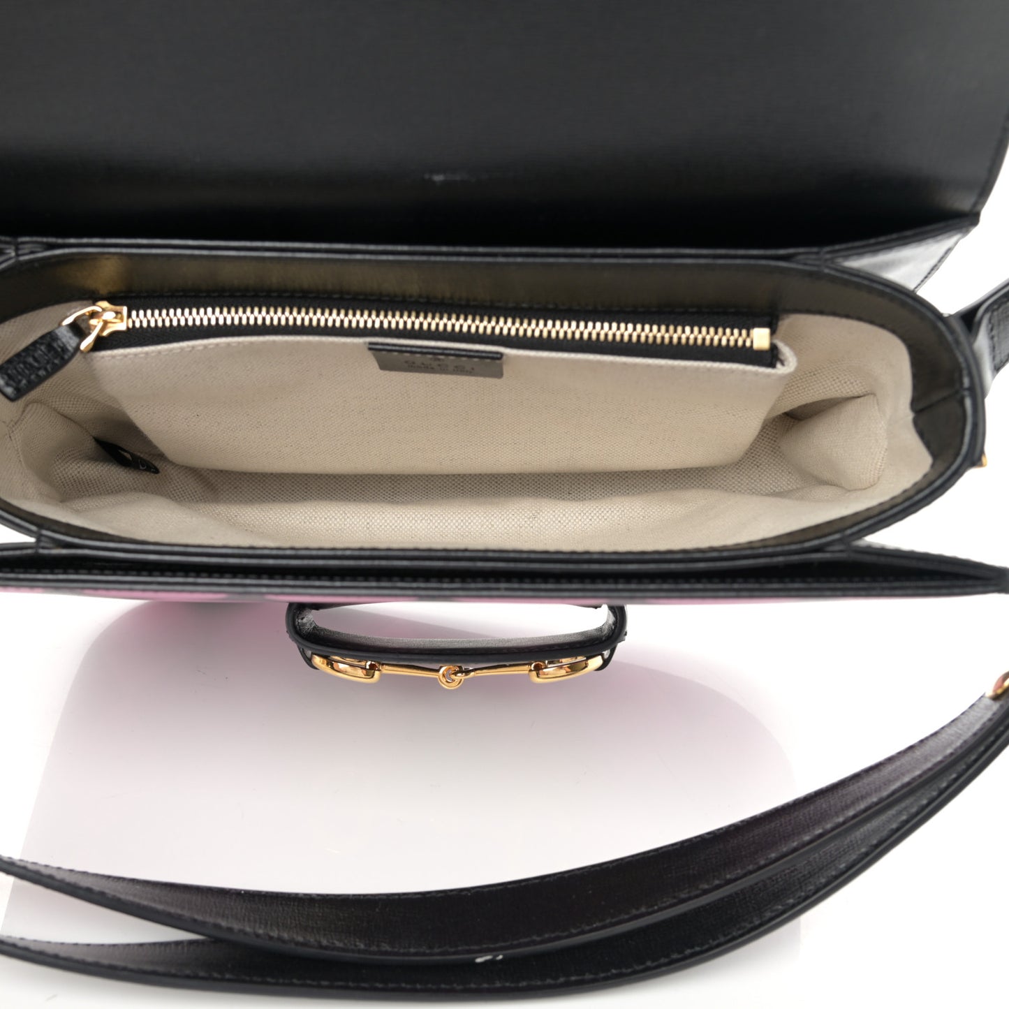 Textured Calfskin Geometric Print Horsebit 1955 Shoulder Bag Black Multicolor