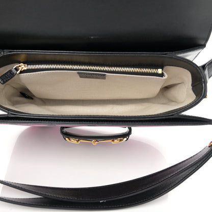Gucci Textured Calfskin Geometric Print Horsebit 1955 Shoulder Bag Black Multicolor 5 of 16