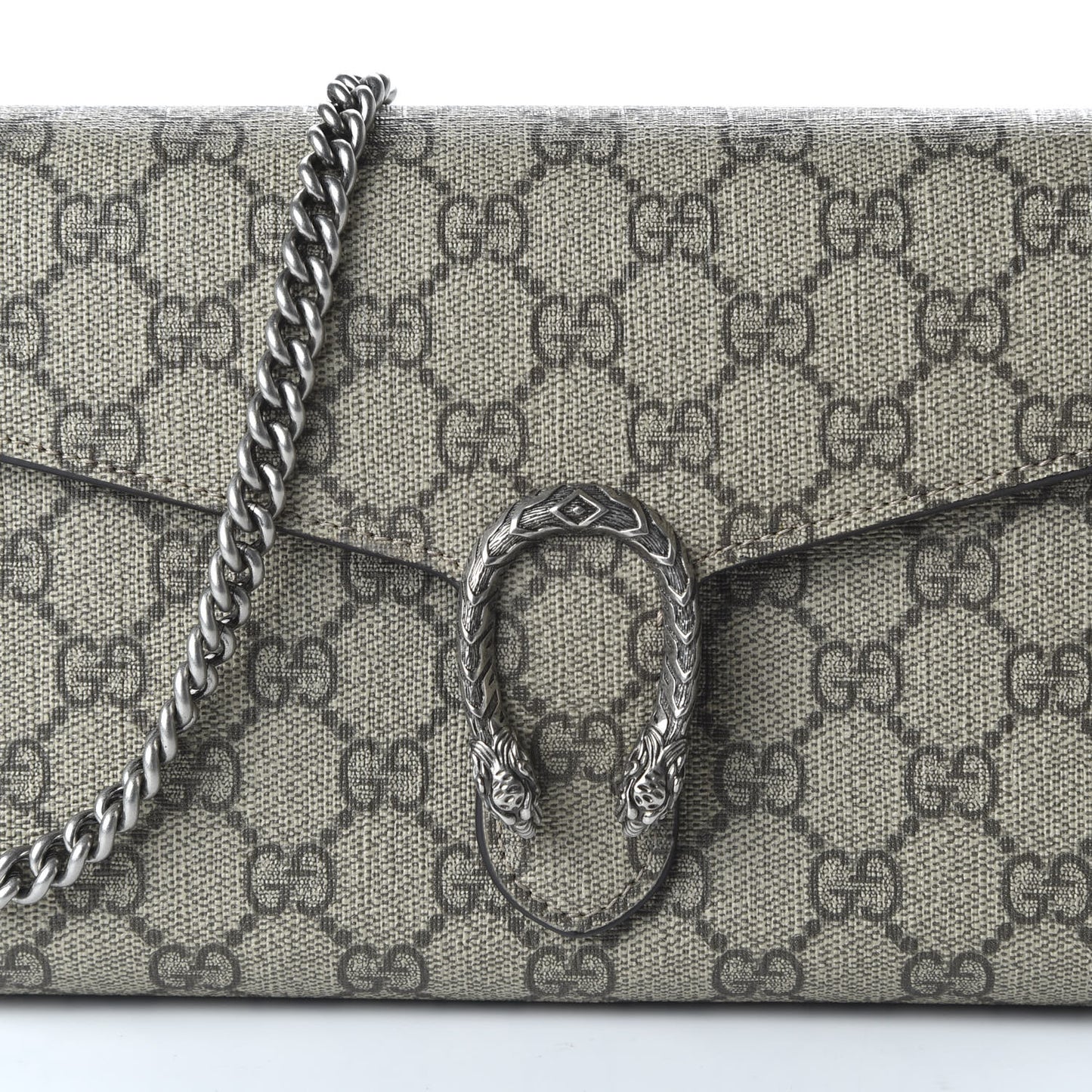 GG Supreme Monogram Mini Dionysus Chain Wallet Beige Taupe