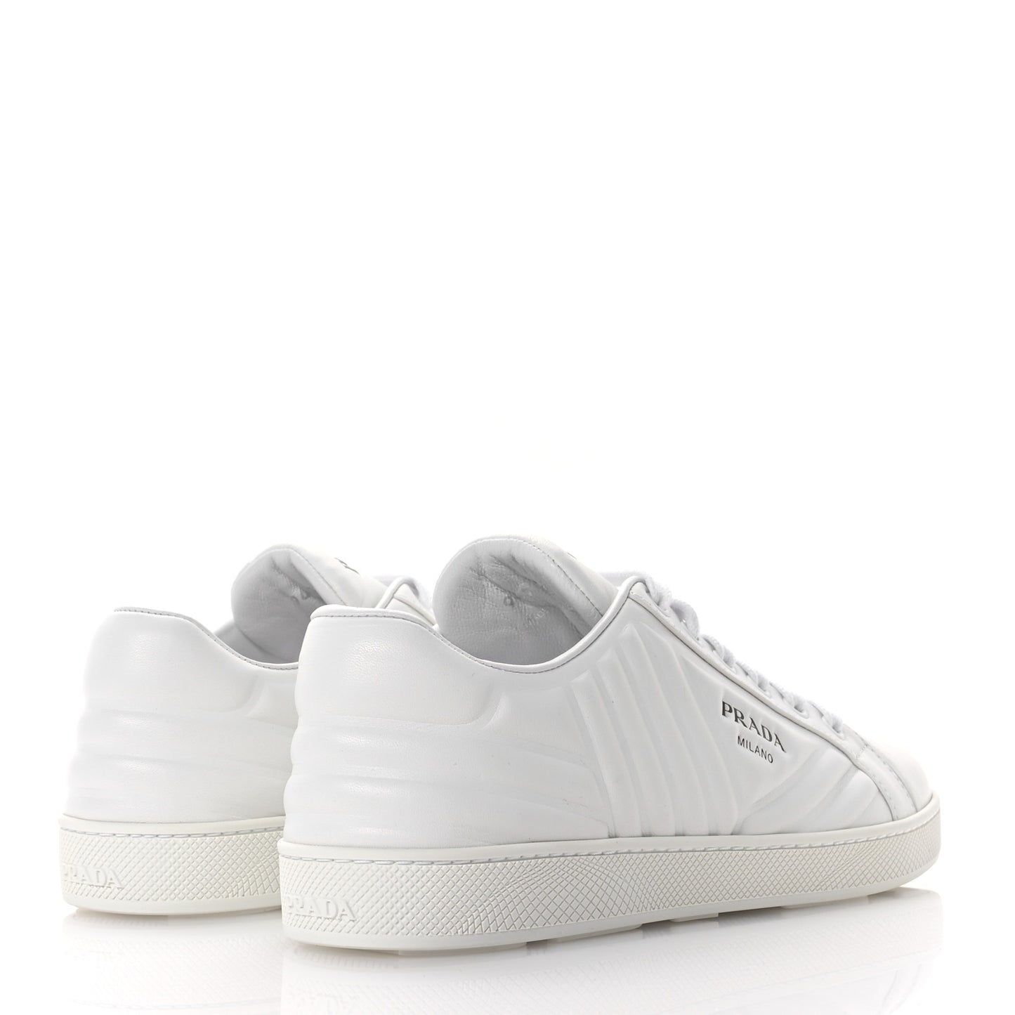 Nappa Logo Embossed Womens Low Top Sneakers 38.5 White