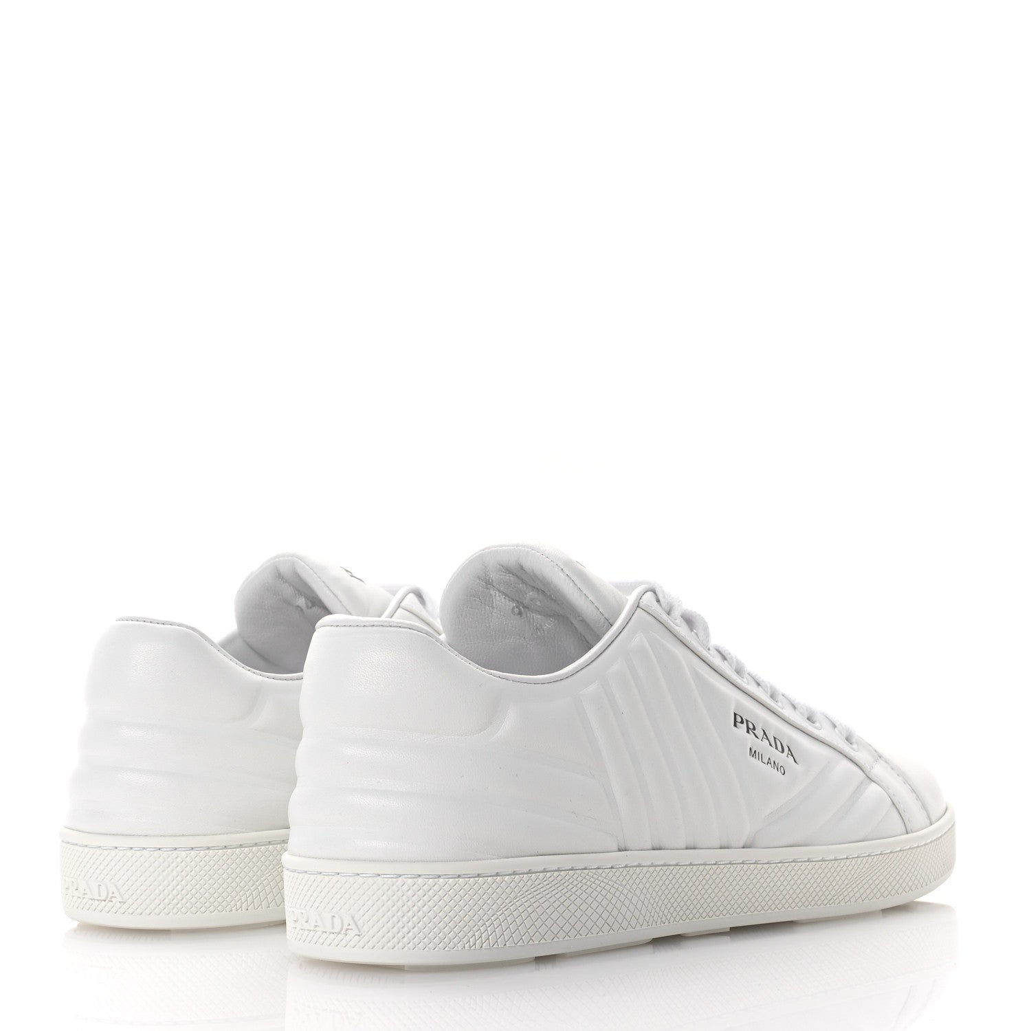 Prada Nappa Logo Embossed Womens Low Top Sneakers 38.5 White 5 of 7