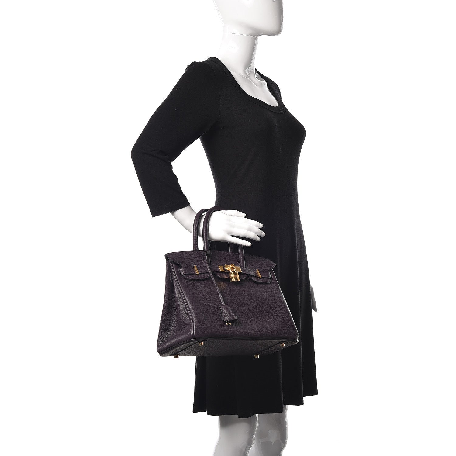 Hermes Taurillon Clemence Birkin 30 Raisin 2 of 39