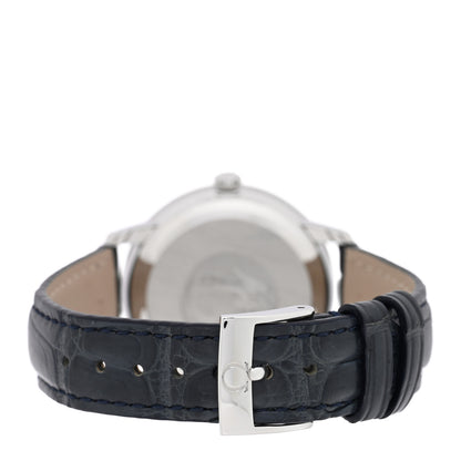Omega Stainless Steel Alligator Diamond 32.7mm De Ville Prestige Automatic Watch Blue 424.13.33.20.53.001 3 of 4