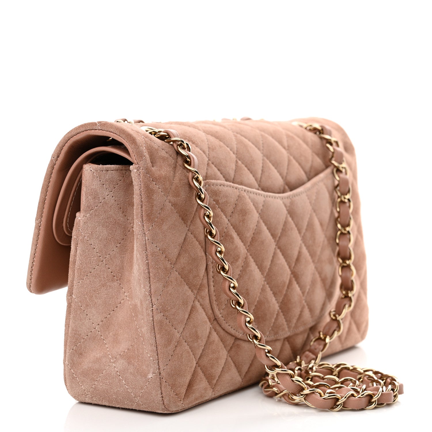 Chanel Suede Quilted Medium Double Flap Light Pink 3 of 10