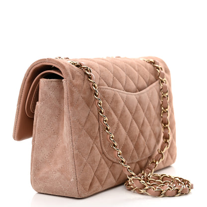 Chanel Suede Quilted Medium Double Flap Light Pink 3 of 10