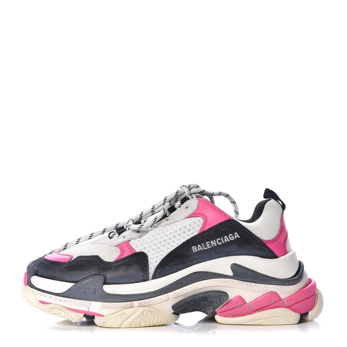Fabric Mesh Womens Triple S Sneakers 40 Rose Fluo Black White