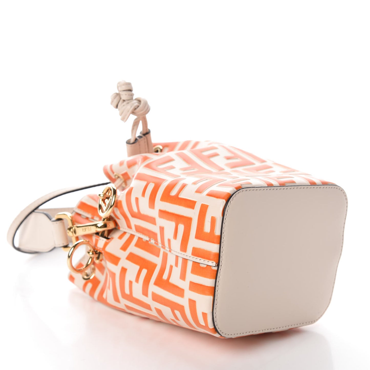Vitello Liberty F is Fendi Bi-Color FF 1974 Embossed Mini Mon Tresor Bucket Bag Camelia Aranciata