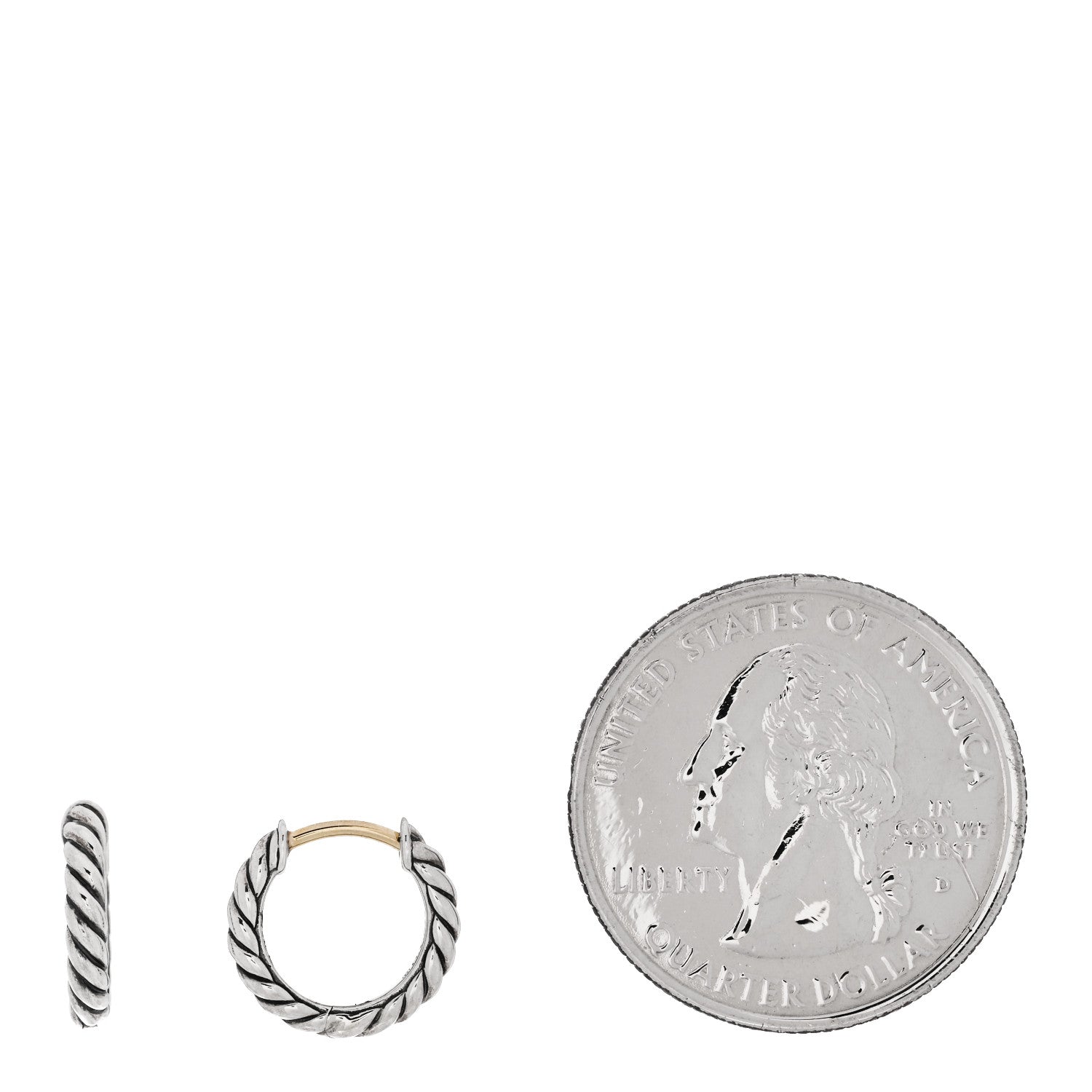 David Yurman Sterling Silver Scultped Cable Micro Huggie Hoop Earrings 2 of 4