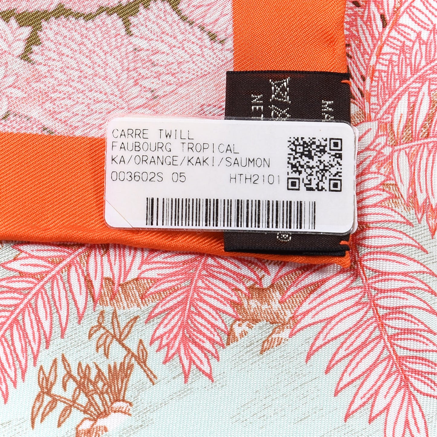 Silk Faubourg Tropical Scarf 90 Orange Kaki Saumon