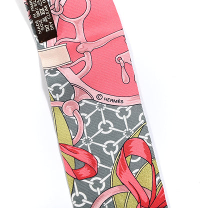 Hermes Silk La Promenade Du Matin Twilly Framboise Turquoise Vert 3 of 4