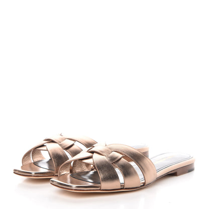 Saint Laurent Metallic Lambskin Nu Pied 05 Slide Sandals 36.5 Metal Blush 3 of 8