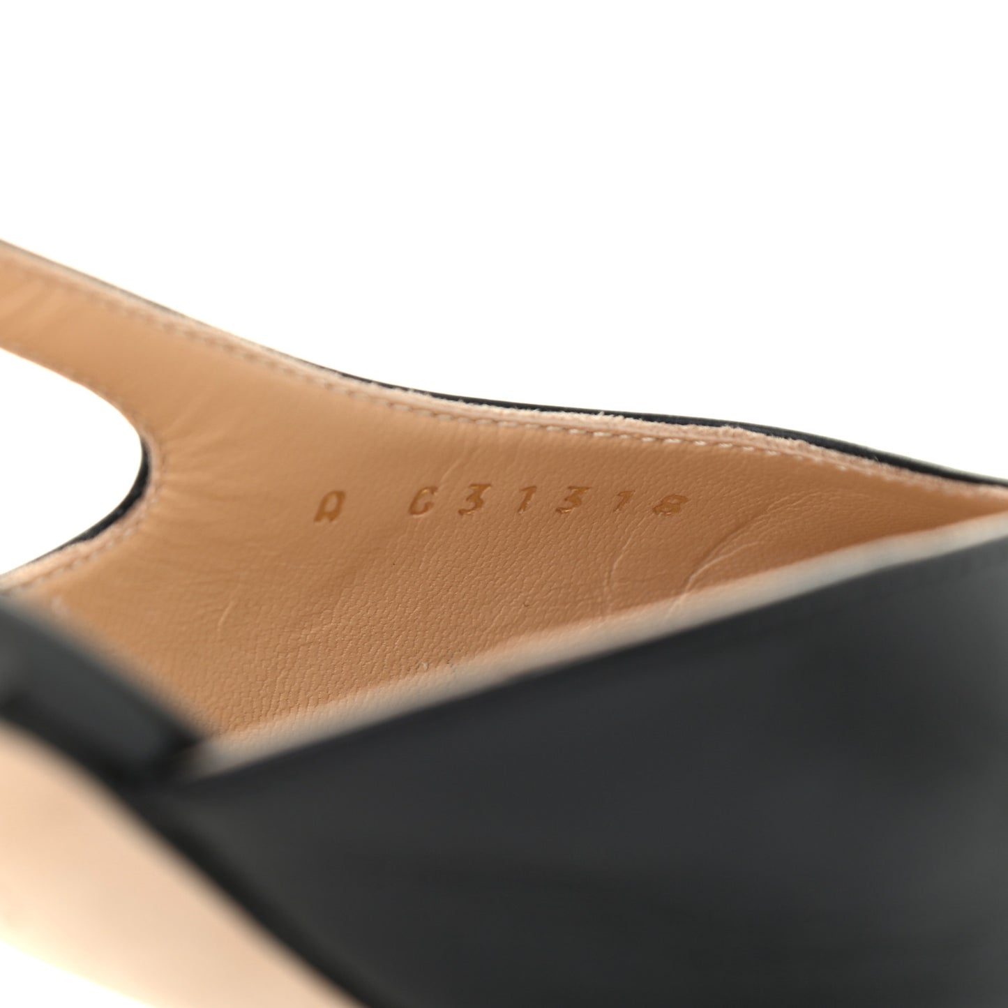 Goatskin Grosgrain Cap Toe CC Slingback Sandals 38.5 Black