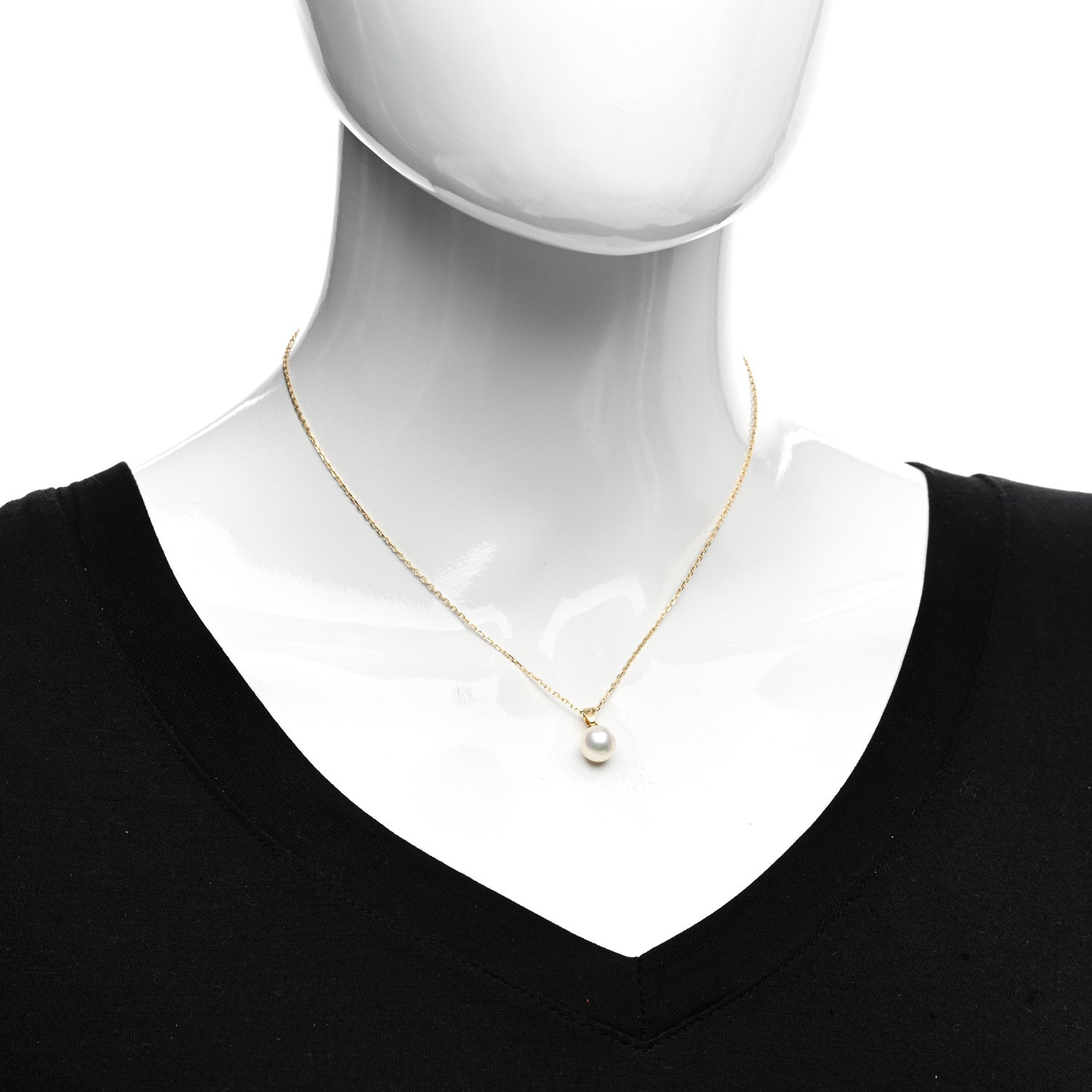 Mikimoto 18K Yellow Gold 8mm Akoya Pearl Drop Pendant Necklace 2 of 4