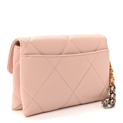 Chanel Lambskin Quilted Chanel 19 Flap Clutch Light Pink 3 of 9